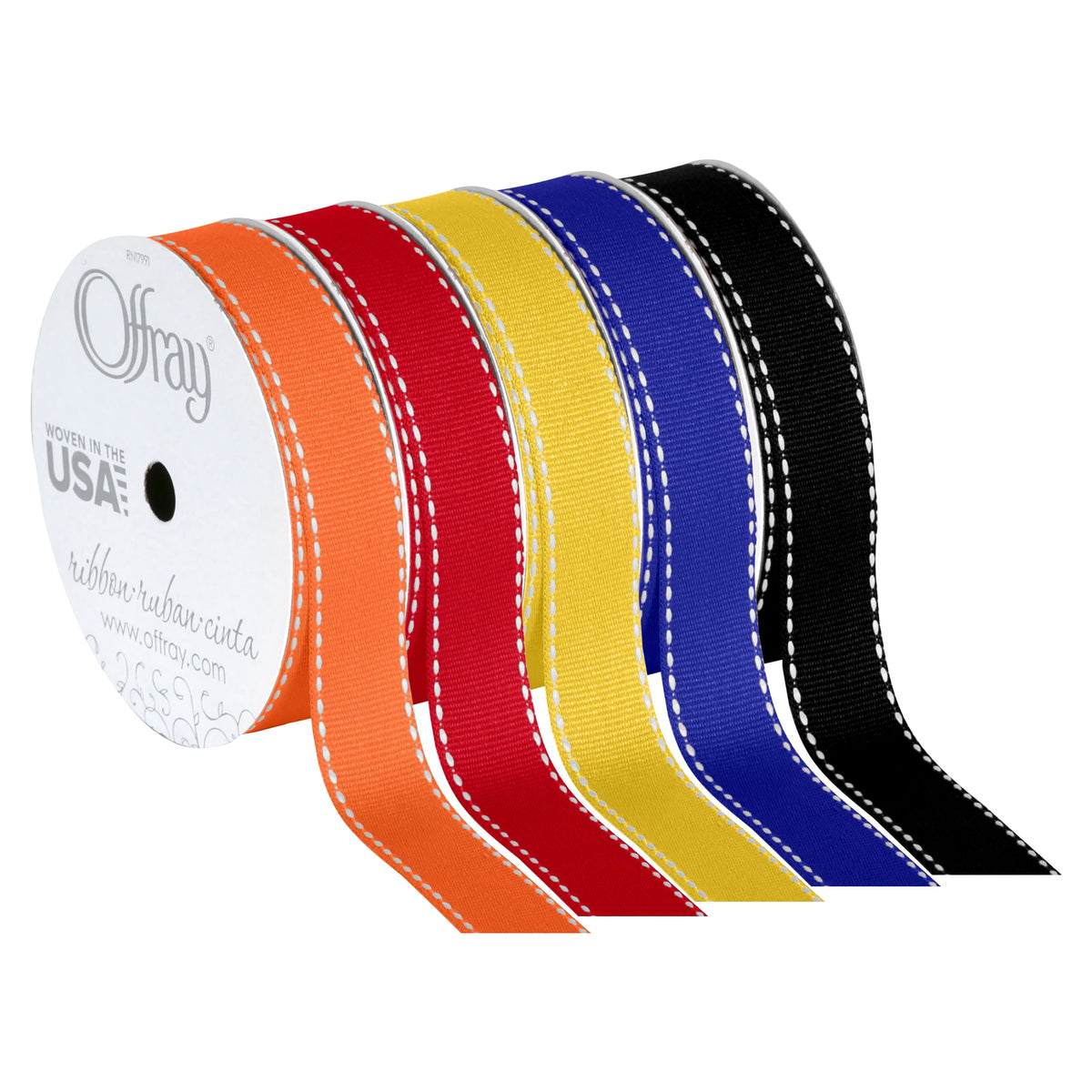 Offray Ribbon, Lemon Yellow 5/8 inch Grosgrain Polyester Ribbon for Sewing, Crafts, and Gifting, 9 feet, 1 Each