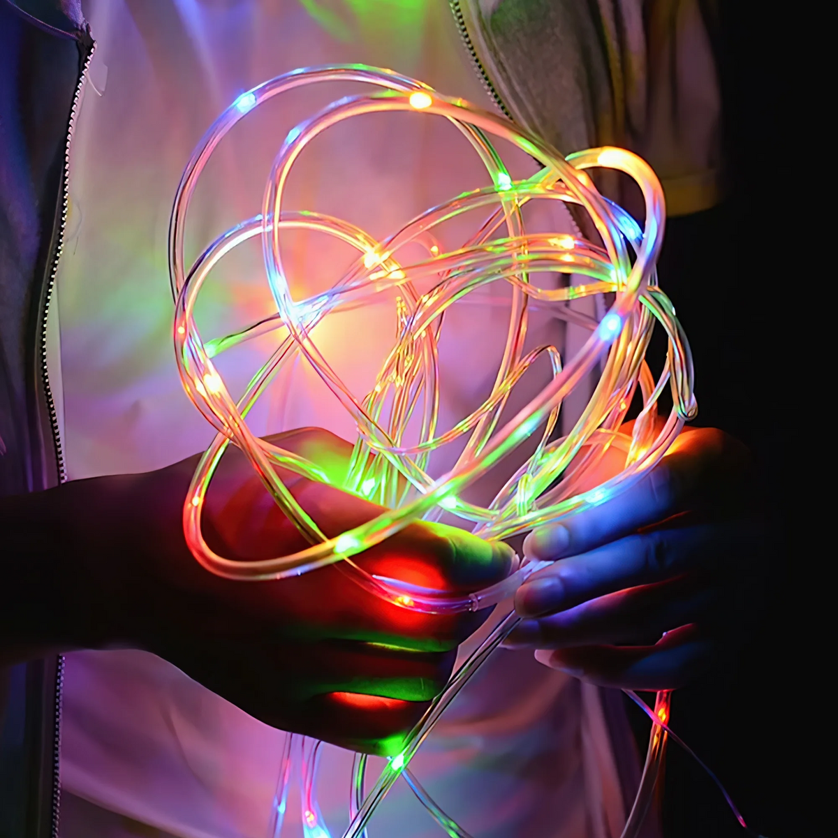 DAYBETTER Solar Outdoor Rope Lights, 33Ft Multi-color Waterproof Lights with 100 LEDs for Outside Tree Fence Yard Christmas Lighting Decoration