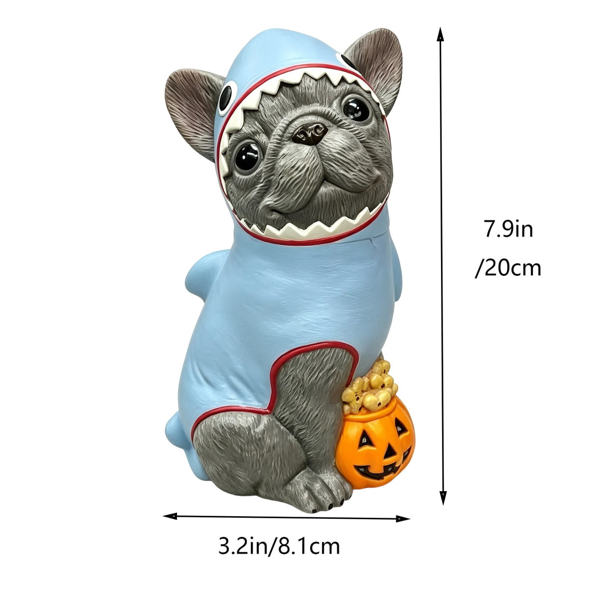 Lighted Scarecrow Bull Terrier Halloween Blow Mold, Cute Puppy Pumpkin Hat Halloween Decor, Resin Ornament for Patio Yard Tabletop Home Decoration, 8"