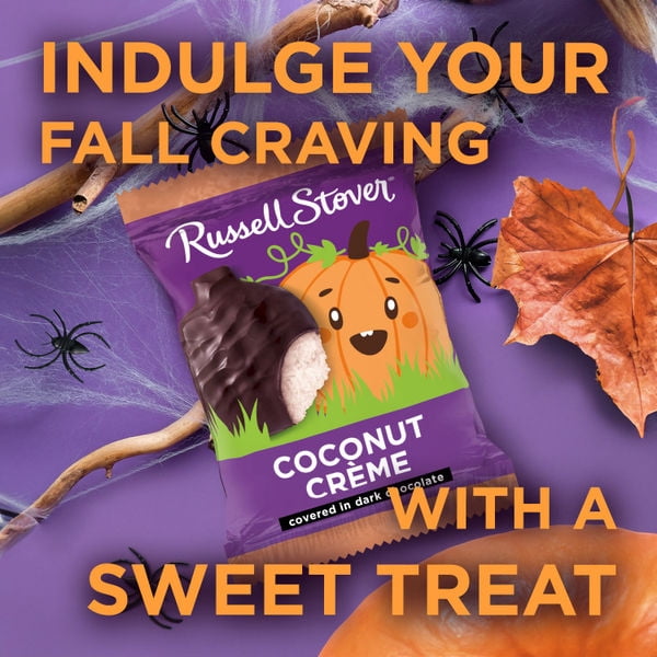 RUSSELL STOVER Halloween Dark Chocolate Coconut Crème Pumpkin, 1.3 oz. (Pack of 18)