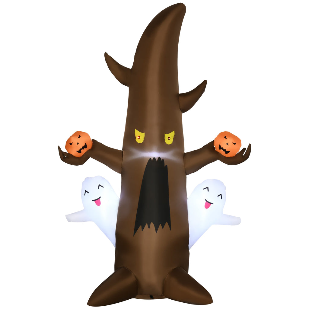 Outsunny 5' Halloween Inflatables Outdoor Decorations Ghost Tree with Pumpkins, Blow-Up LED Yard Decor Indoor Outdoor for Garden, Lawn, Party, Holiday