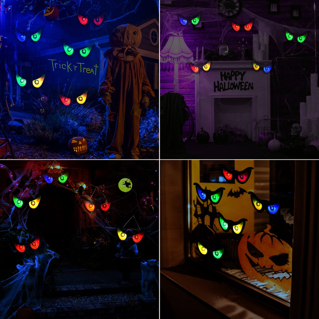 Toodour Halloween Ghost Eyes Lights, 10 LED Battery Halloween Lights with RGB Flashing Eyes, Waterproof Spooky Eyeball Halloween String Lights for Graveyard Indoor Outdoor Decorations