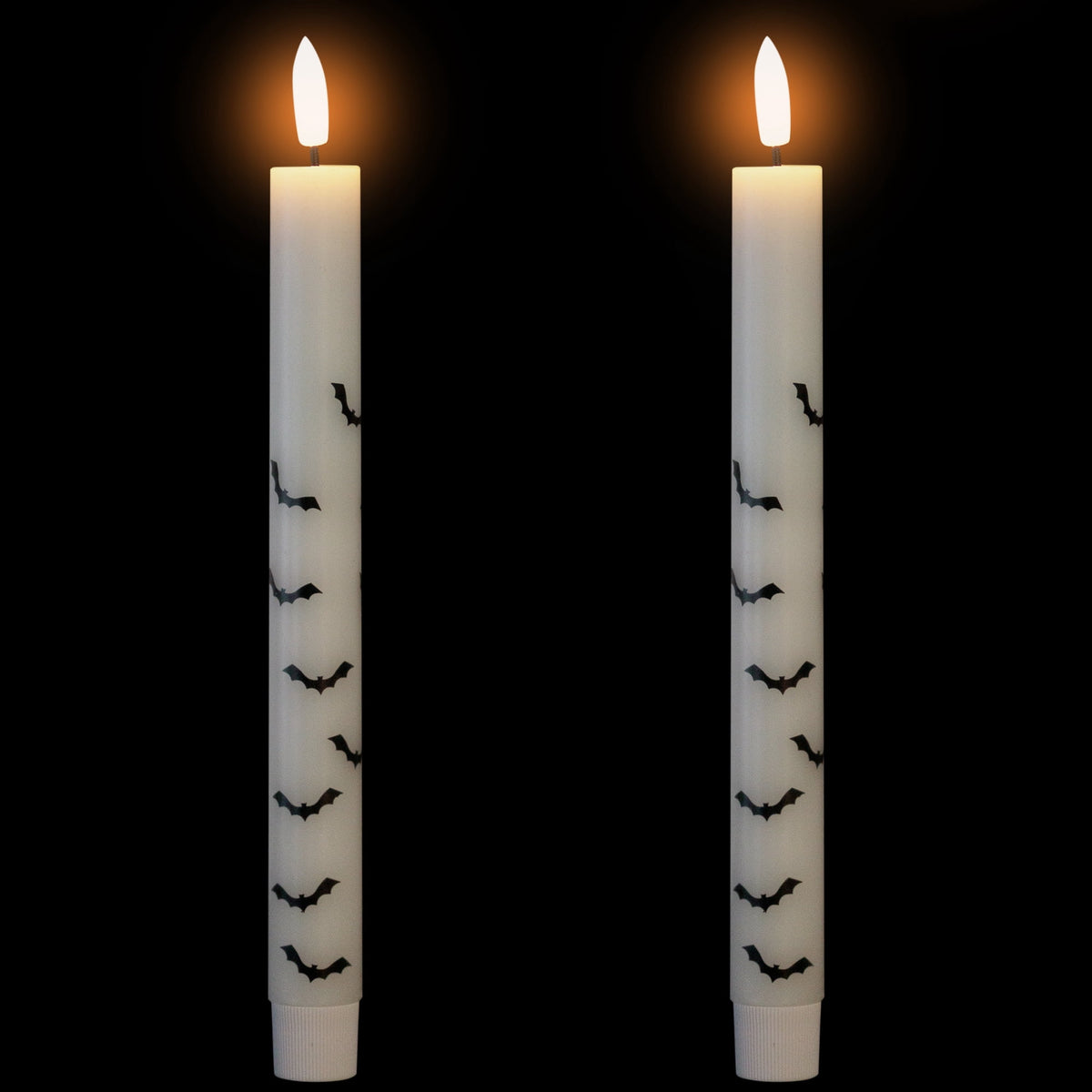 Northlight LED Flickering Flameless Wax Tapered Flying Bats Halloween Candles - 9.75" - Set of 2
