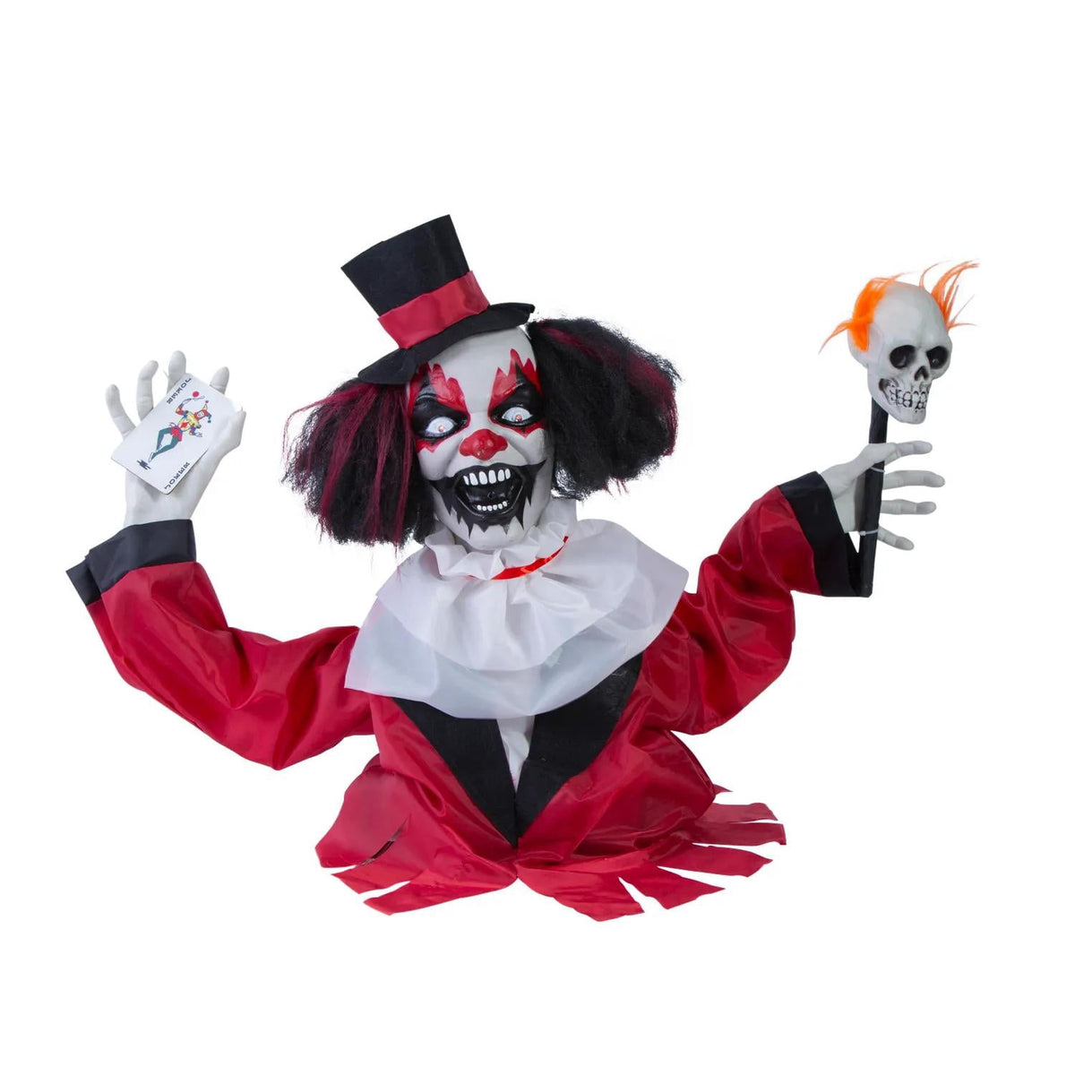 19 1/2" Groundbreaker Black, Red & White Clown Animated Prop Halloween Decoration