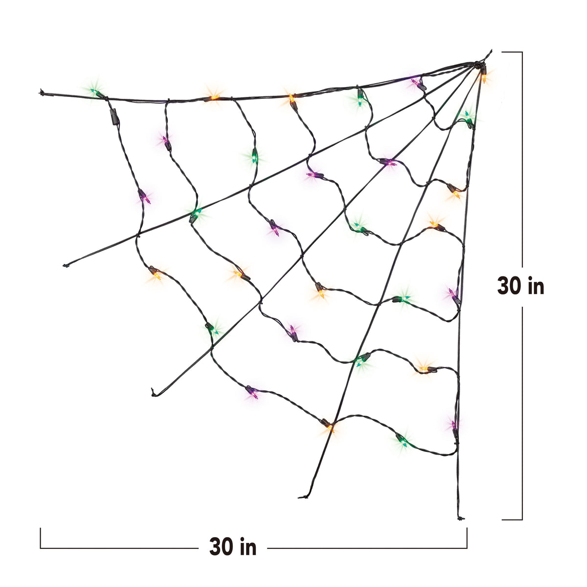 Indoor/Outdoor 30-Count LED Corner Web Lights, Multicolor, 30" x 30", Halloween by Way To Celebrate