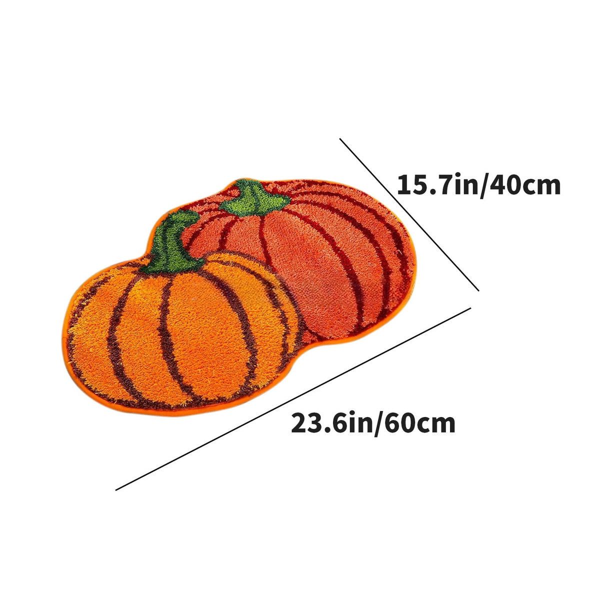 yulier Fall Pumpkin Bathroom Rug, Pumpkin Shape Bath Mat, Non-Slip Soft Kitchen Mat Doormat Orange Floor Mat Fall Decor, 24x16 Inch