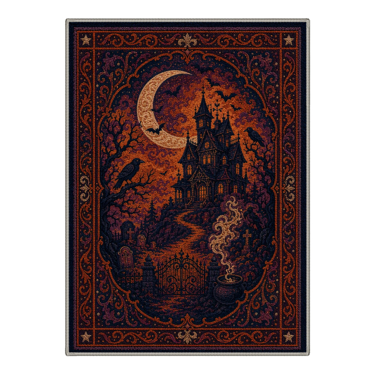 GENIMO 2'x7' Halloween Runner Rug, Washable Non Slip Soft Vintage Witch Indoor Outdoor Hallway Runner for Porch Patio Kitchen Entryway, Retro Sepia