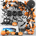 134Pcs Halloween Balloons Garland Kit, Black Orange Balloons Spider Balloons, Long Balloons, 3D Bat Sticker for Halloween Theme Party Background Classroom Decorations