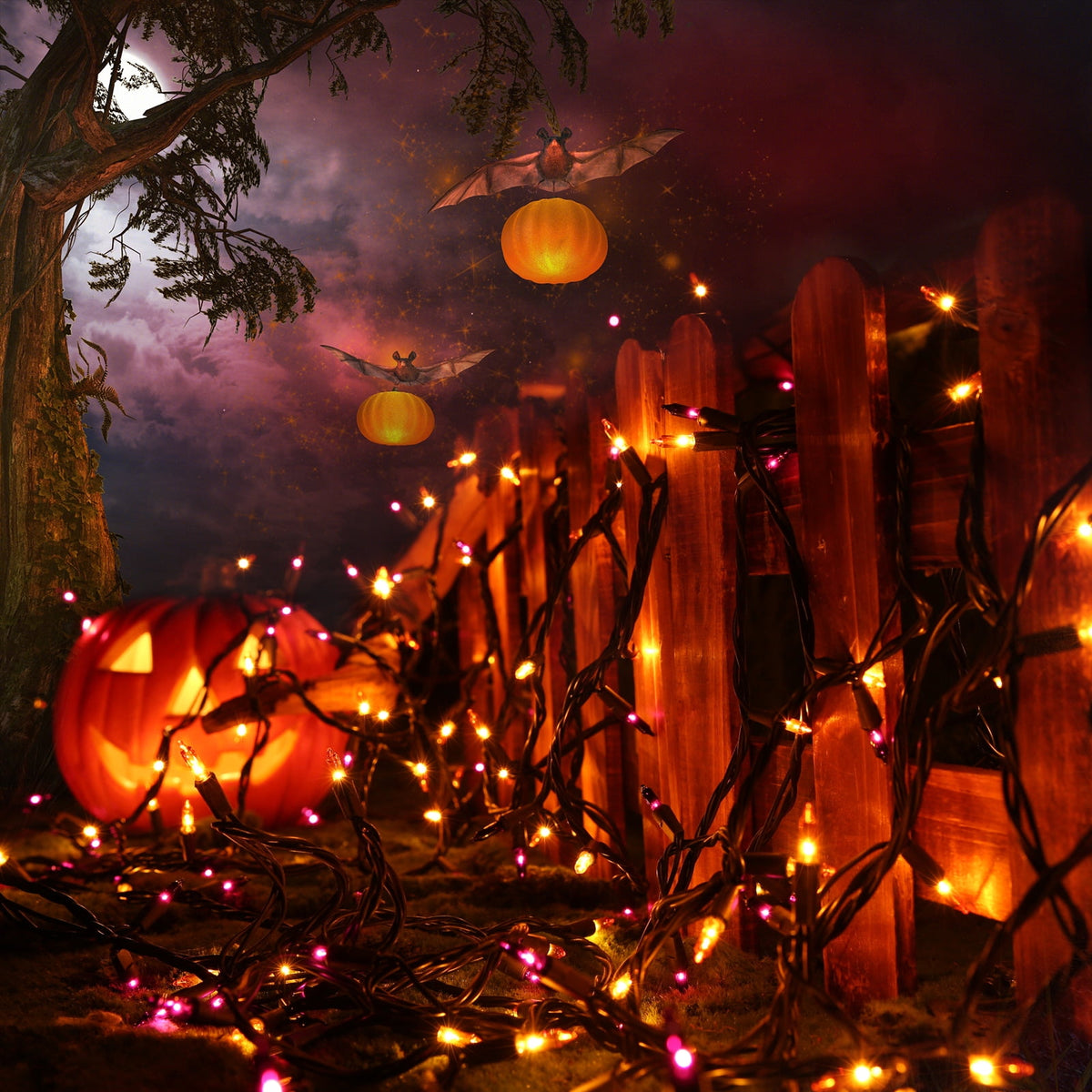 Toodour Orange & Purple Halloween Lights, 25ft 100 Count Incandescent Halloween String Lights, UL Certified Connectable Mini Bulbs Halloween Lights for Indoor, Outdoor, Garden, Porch, Halloween Decor