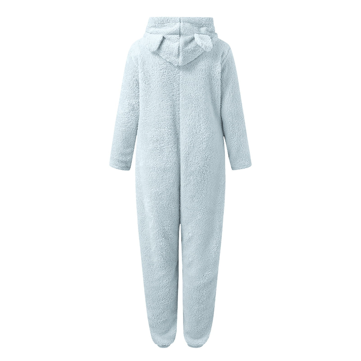 QATAINLAV Sherpa Fleece Jumpsuit for Women Winter Warm Fuzzy Onesie Pajamas Cute Cat Hooded Romper Casual Zip Up Overalls Sleepwear Black XL