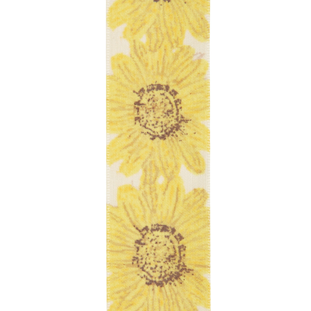 (3 pack) Offray Ribbon, Ivory 1 1/2 inch Sunflower Woven Ribbon for Sewing, Crafts, and Gifting, 9 feet, 1 Each