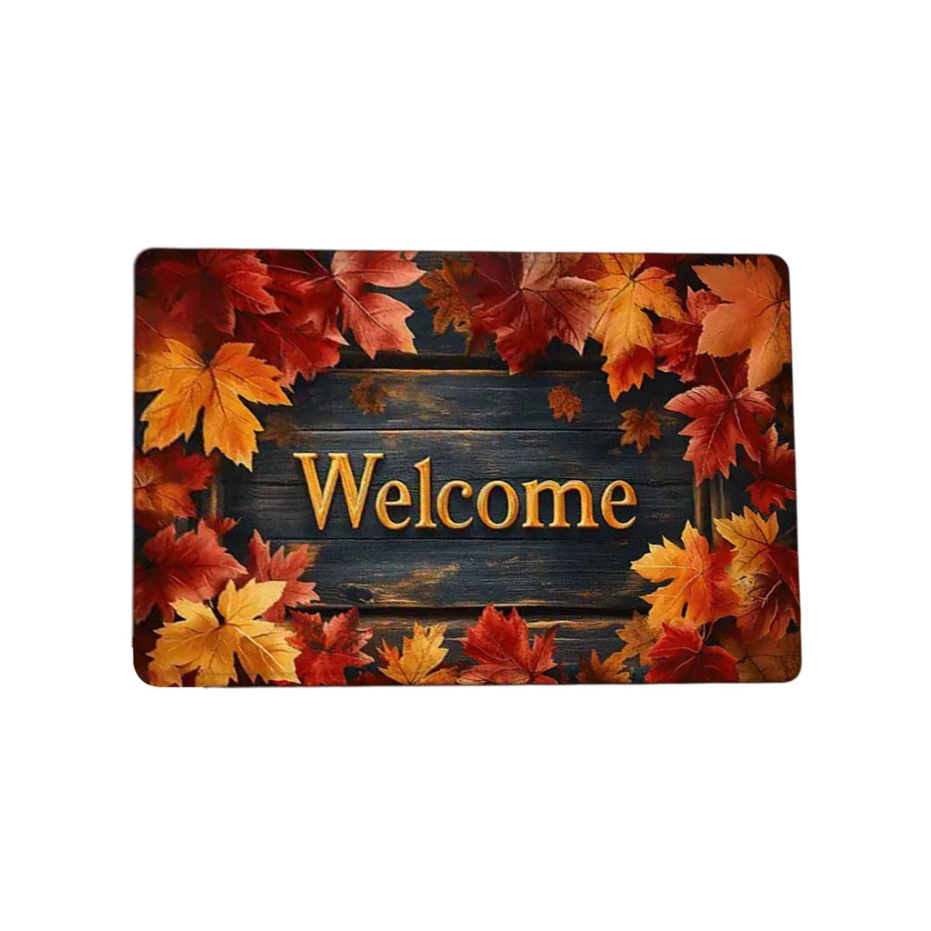Fall Welcome Maple Leaves Decorative Doormat,Fall Pumpkins Maple Leafs Door mat Indoor Outdoor Entrance Floor Mat Non Slip Autumn Entry Mat for Thanksgiving Porch Front Door Decor 23.62*15.75in（A）