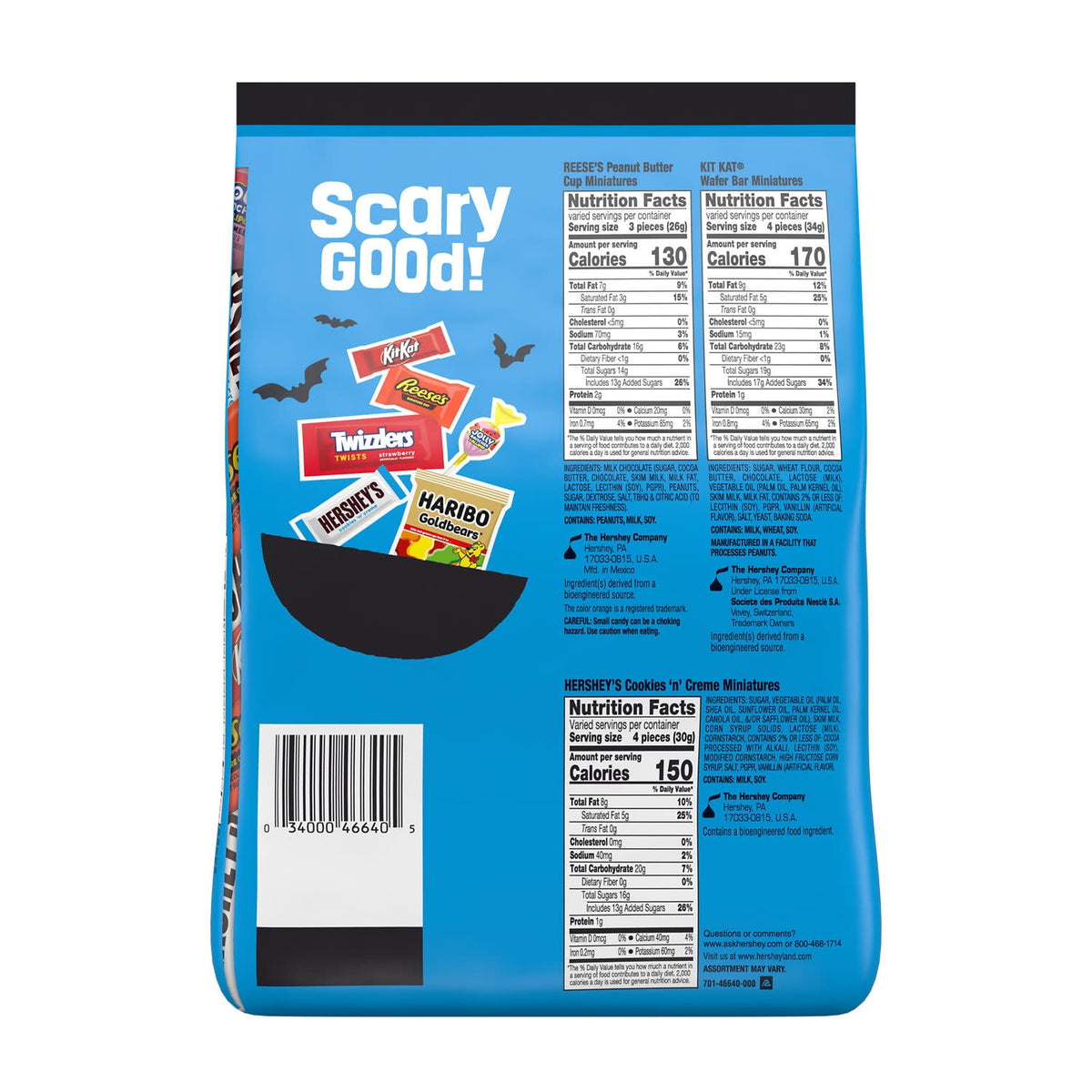 Hershey Assorted, Halloween Candy Bulk Bag, 34.8 oz (110 Pieces)