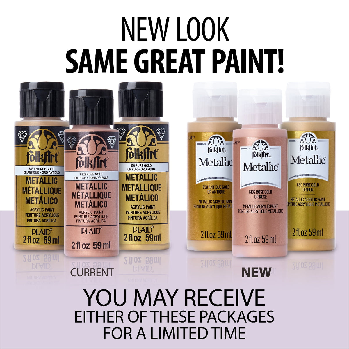 FolkArt Metallic Acrylic Craft Paint, Metallic Finish, Antique Gold, 2 fl oz