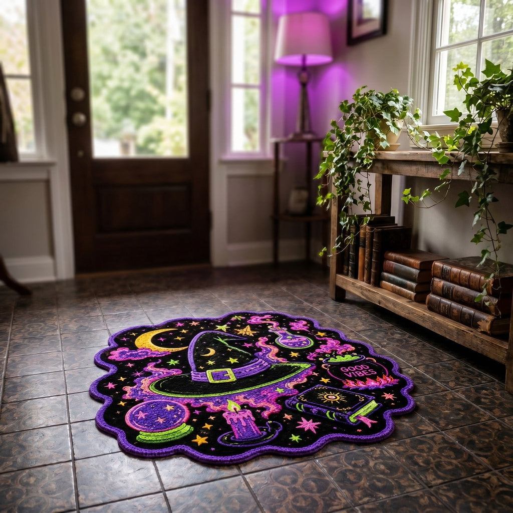 Halloween Round Rug Optical Ghost Pumpkin Mat 15.75in Diameter Polyester Skidproof & Soft for Entryway Bedroom Party by MPOISVA