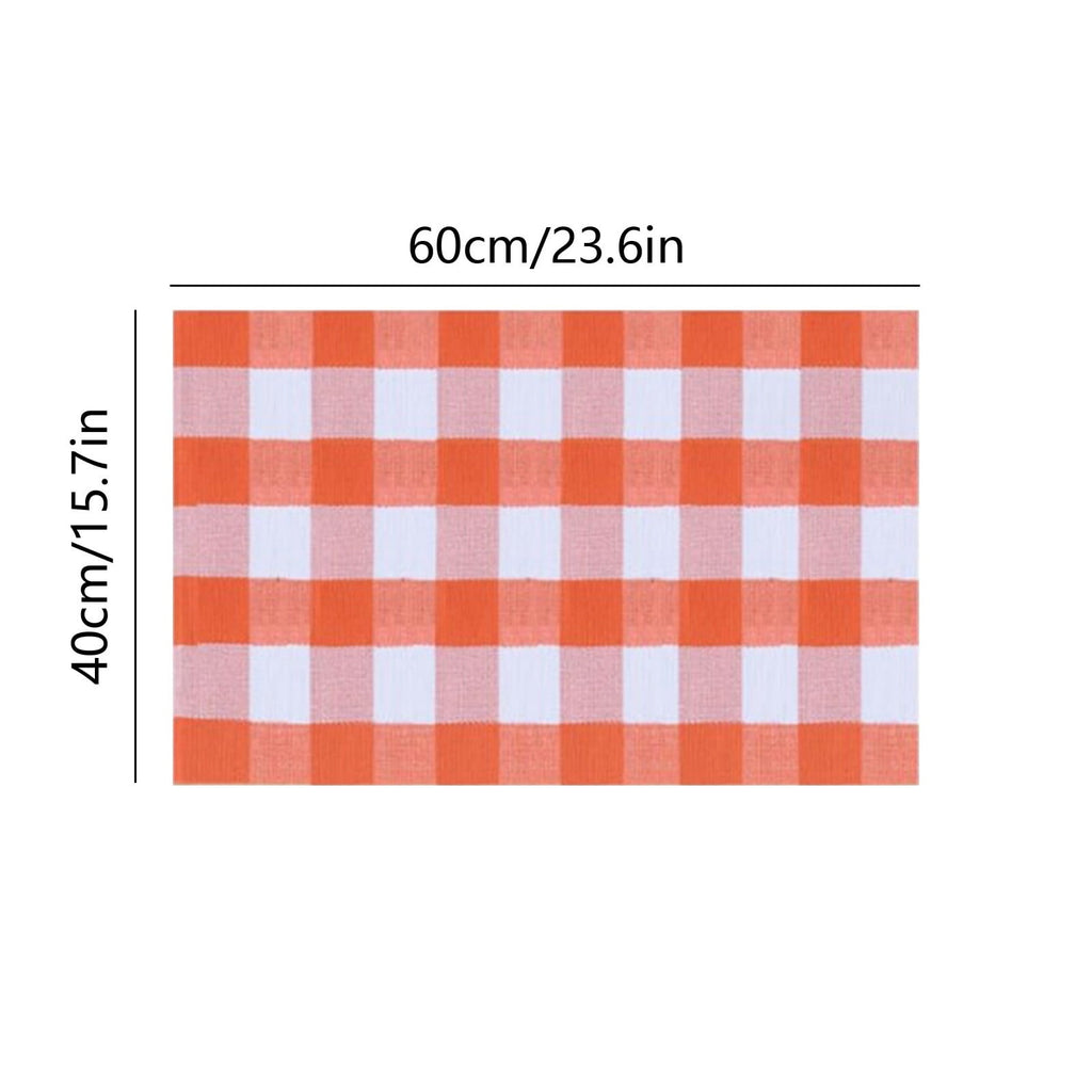 Summercome Buffalo Check Rug, Fall Outdoor Orange and White Buffalo Plaid Rug, Washable Hand-Woven Outdoor Checkered Rugs, Layered Door Mats for Kitchen Farmhous Entryway, Halloween Christmas Decorati