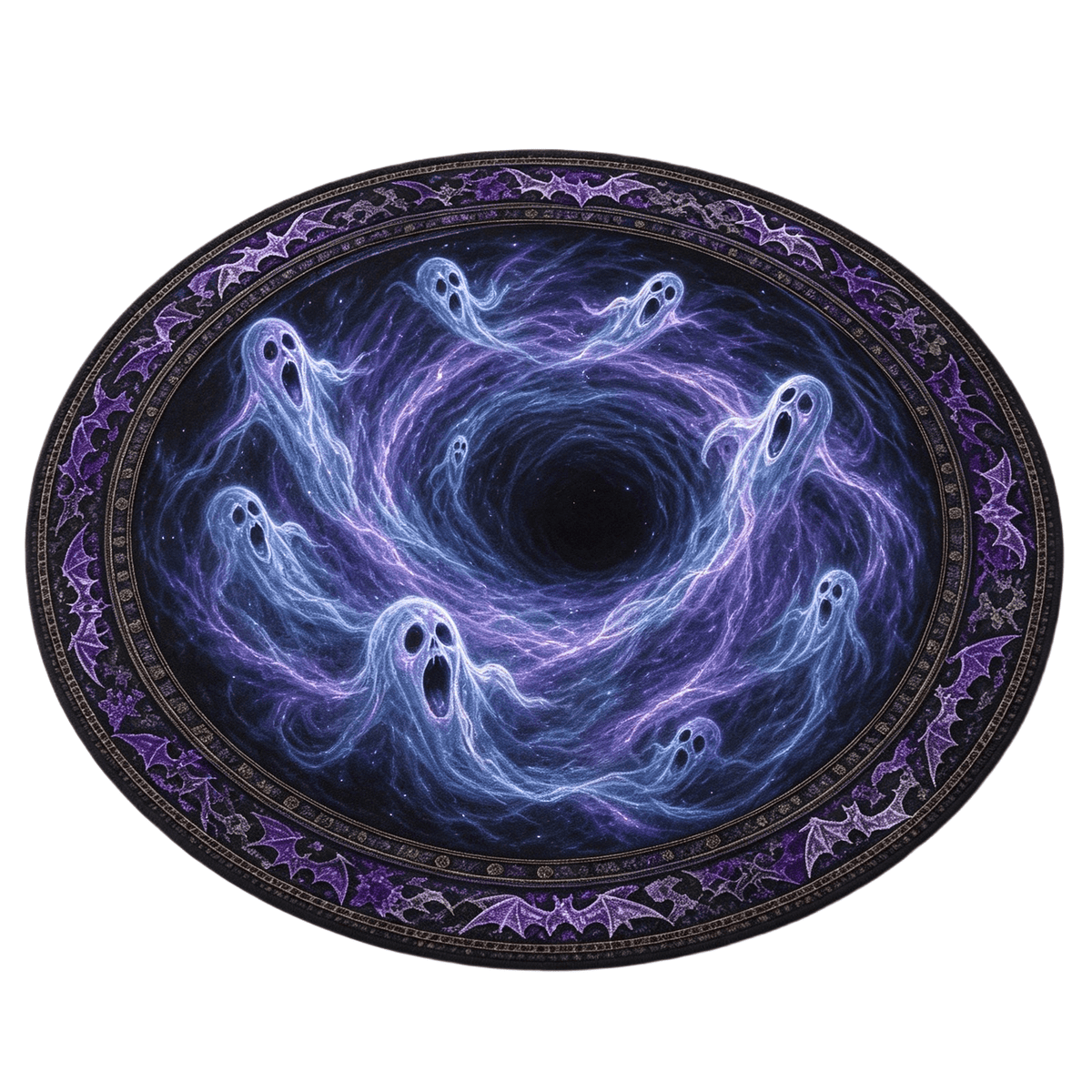 3D Illusion Halloween Round Mat,Funny Rug with Backing,Soft Visual Effect Door Mat for Living Room Indoor B