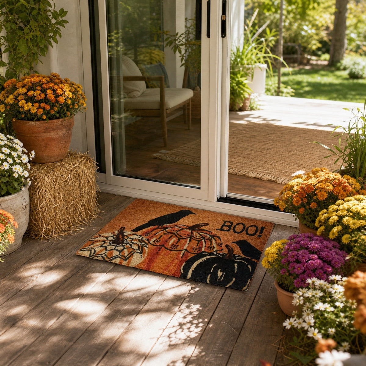 Halloween Ghost Door Mat, Cute Welcome Mat for Front Door Porch Entryway Haunted Outdoor Decor Spooky Decorative Entrance Doormat Non Slip Halloween Rug, 16" x 24"