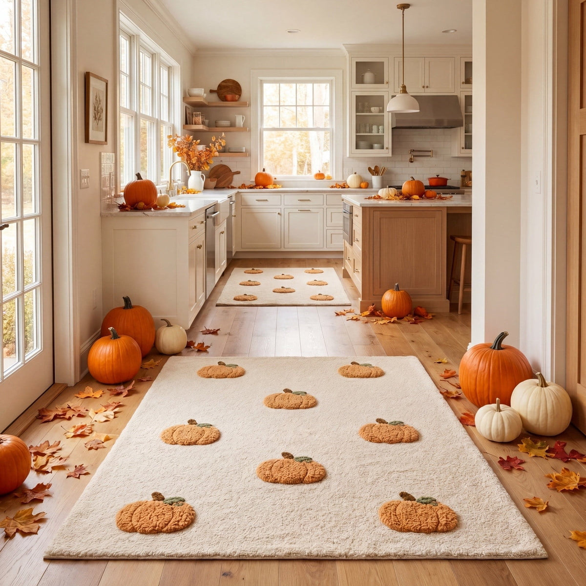 Halloween Thanksgiving Pumpkin Doormat 24x16 Inch, Simple Fall Farmhouse Entrance Mat for Front Porch Patio Home Decor