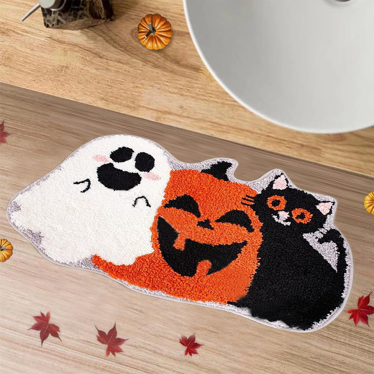 Wadada Pumpkin Halloween Welcome Doormats Rugs, 24X16 inch Pumpkin Carpet Pad Entrance Blanket Bedside Blanket Small and Cute Decorative Carpet Pumpkin Ghost Doormat Halloween Decorations