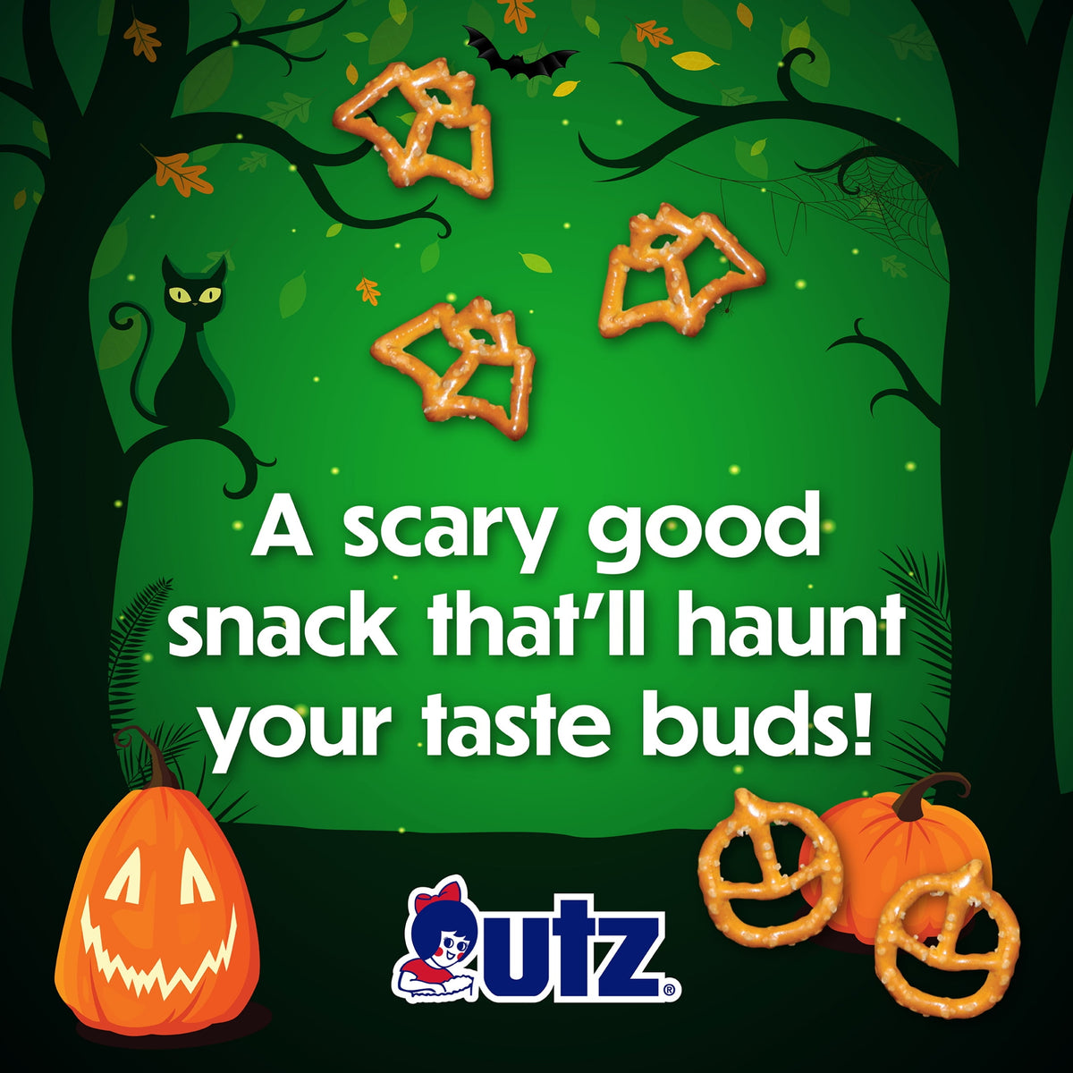 Utz Halloween Bats and Jacks Pretzel Treats, 0.5 oz, 36 Count