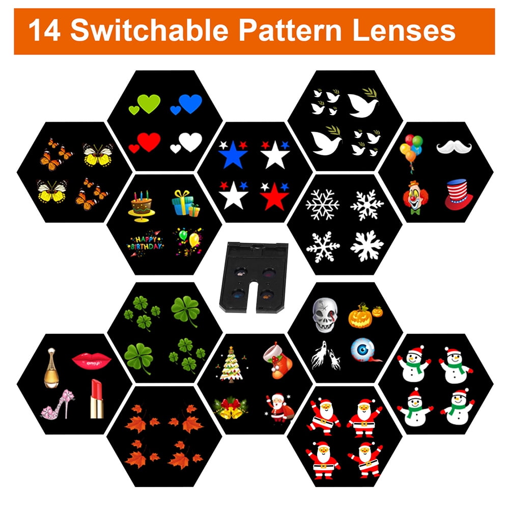 Christmas Snowflake Projector Lights with 14 Patterns, LED Moving Snowflake Spotlight, Outdoor Waterproof Landscape Decorative Lighting for Xmas Holiday Party Wedding Garden Patio