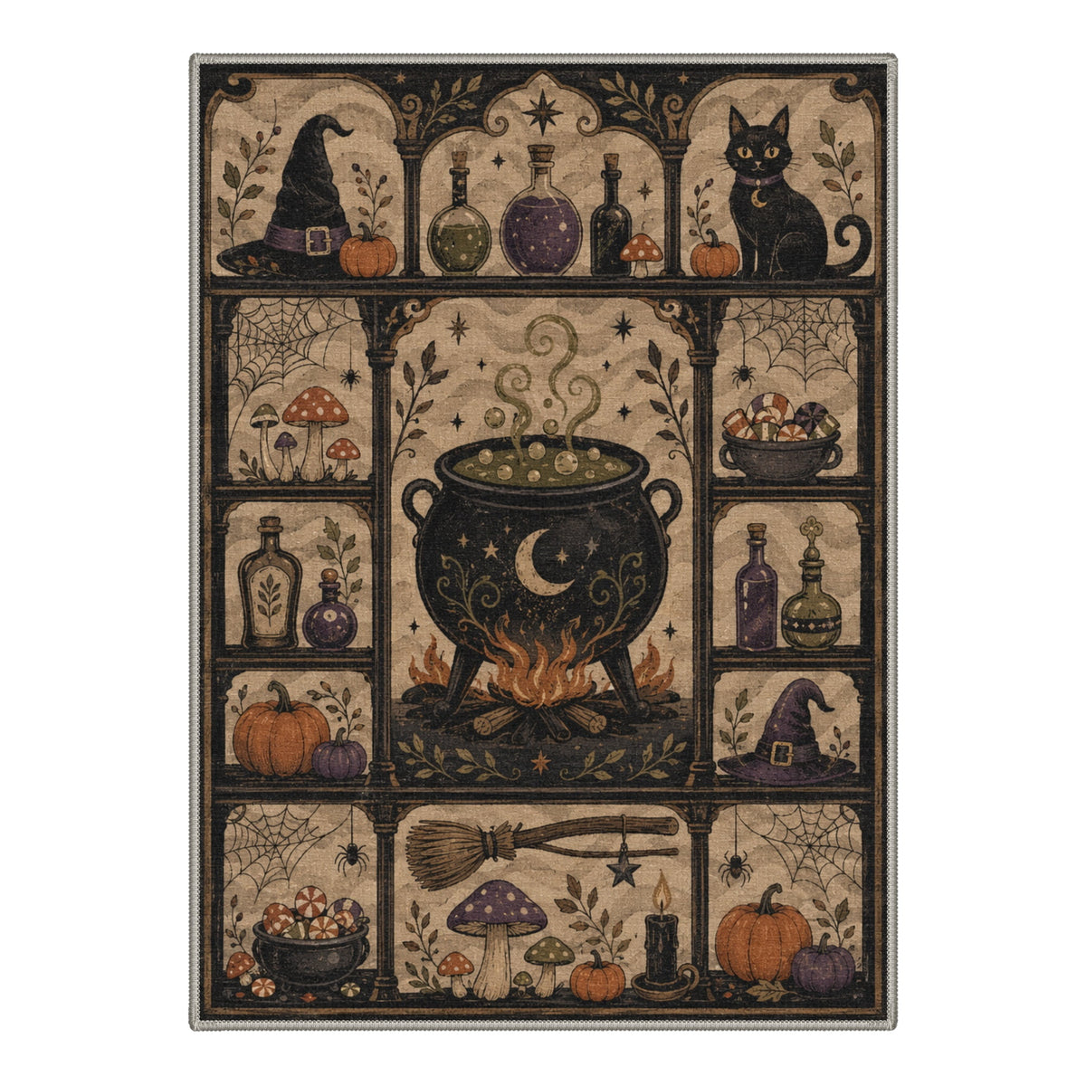 GENIMO 2'x7' Halloween Runner Rug, Washable Non Slip Soft Farmhouse Pumpkin Indoor Outdoor Hallway Runner for Porch Patio Kitchen Entryway, Vintage Sepia