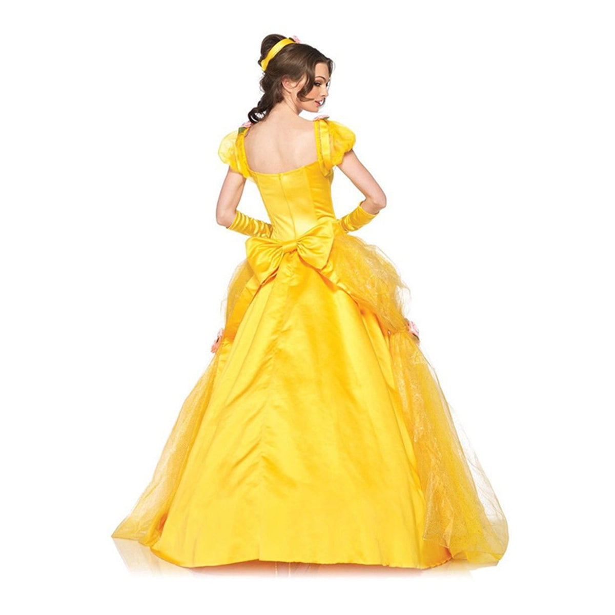 URSOFINE Women's Belle Costume Adult Yellow Off-Shoulder Princess Dress up Ball Gown Beauty Outfit Halloween Party Dress