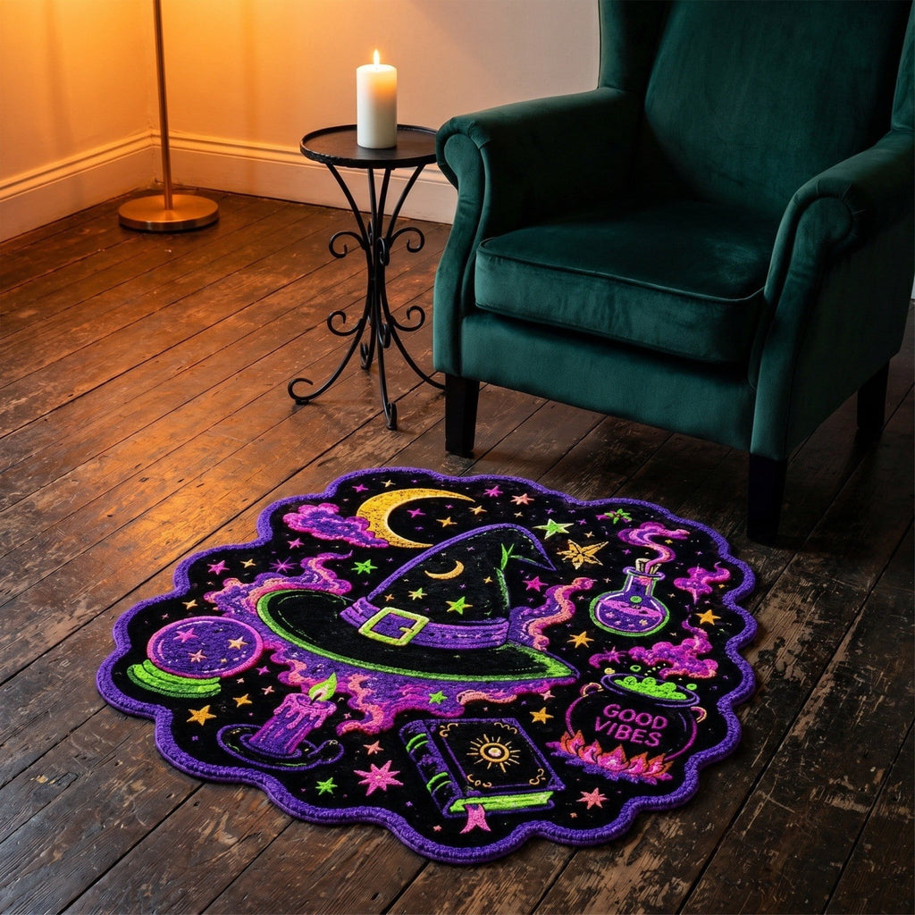 Halloween Wreath Shaped Rugs, Soft Indoor Mat for Entryway, Kitchen, Halloween Party, Pumpkin Witch Spooky Home Decor, 23.62x15.75 Inches