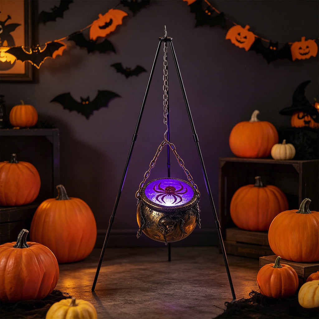 Muecwrye Halloween Decorations Outdoor, Halloween Clearance! Halloween Witches Cauldron on Tripod with Lights, DIY Bubbling Cauldron Set Decor for Home Porch Outside, Halloween Party Supplies
