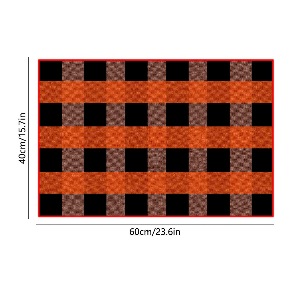 Halloween Fall Outdoor Rug Plaid Rug Foldable Floor Mat for Thanksgiving Front Door Front Porch Farmhouse Entryway Patio Decoration