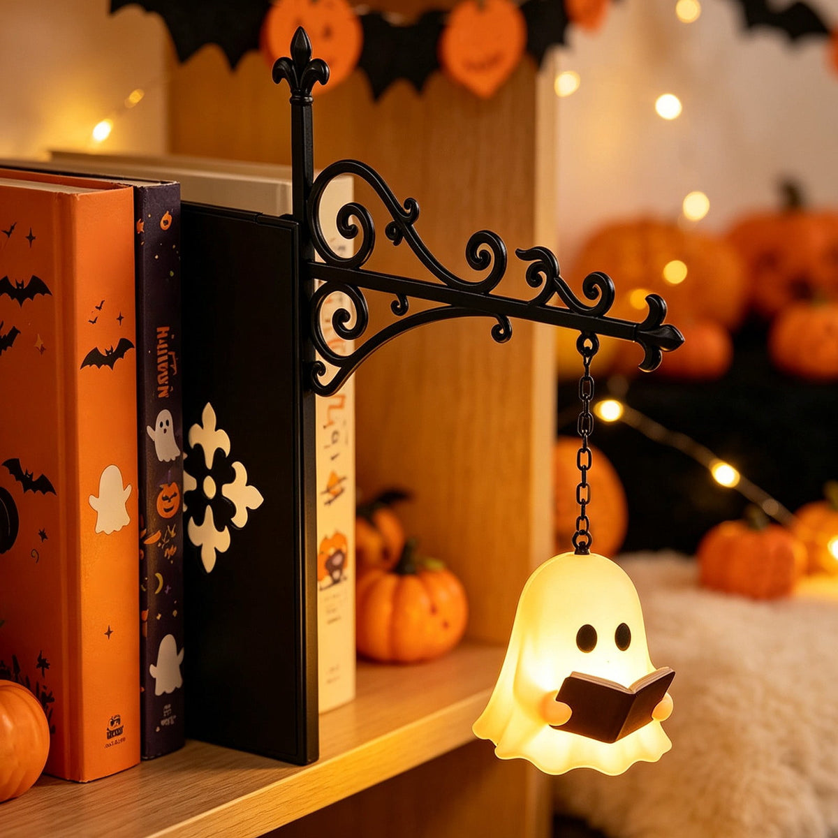 Diceymbol Halloween Decorations and Fall Decor, Halloween Venue Decoration Ghost Props LED Illuminated Ghost Decorations for Tabletop, Mantel, Shelf Indoor Outdoor 9.05 inch