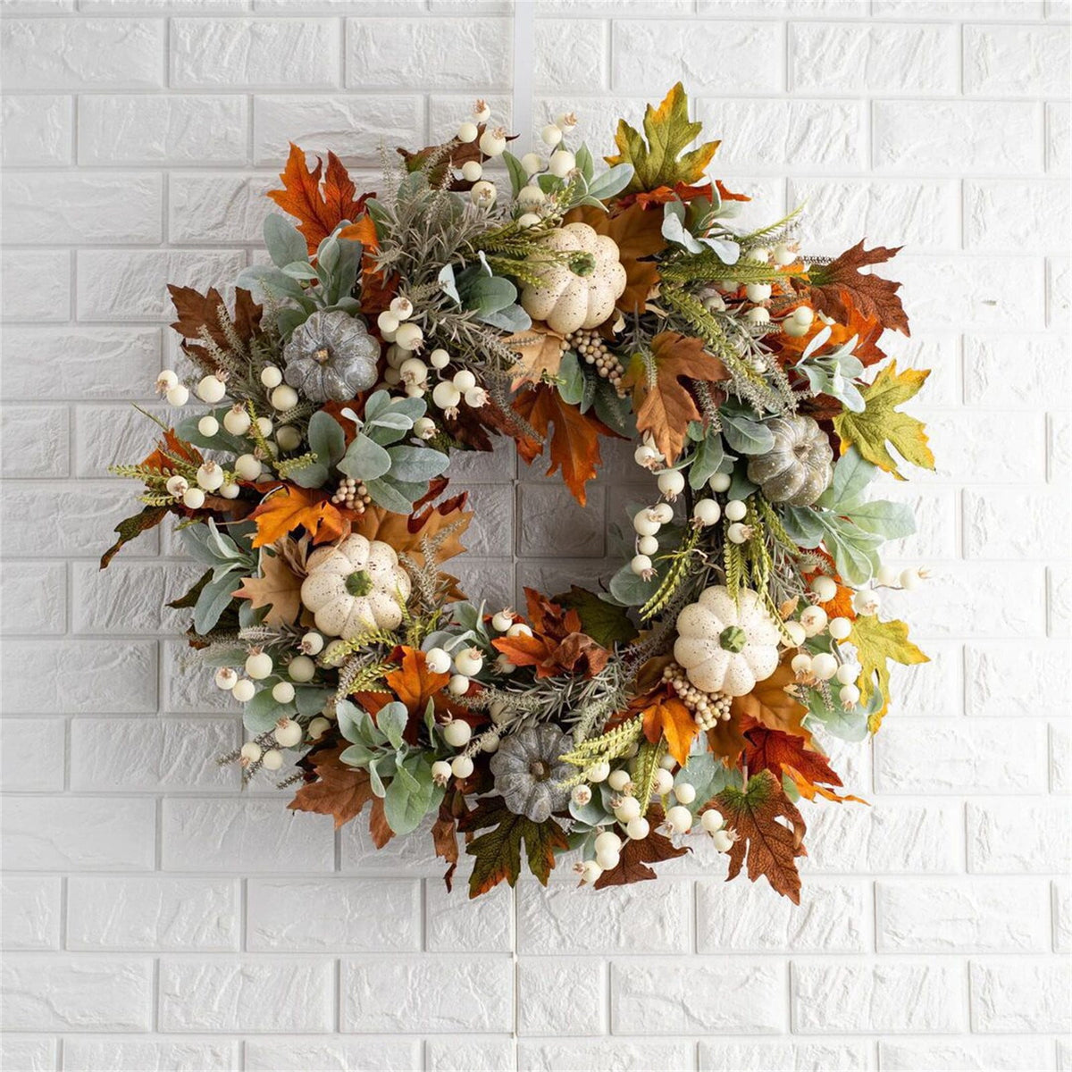 Decorative Wreath, Pumpkin Wreathfall Pumpkin Wreath, Year Round Wreath for Front Door, Artificial Wreath, Front Door Wreath, Family Farmhouse Decor and Spring Wreath, Easter Wreath