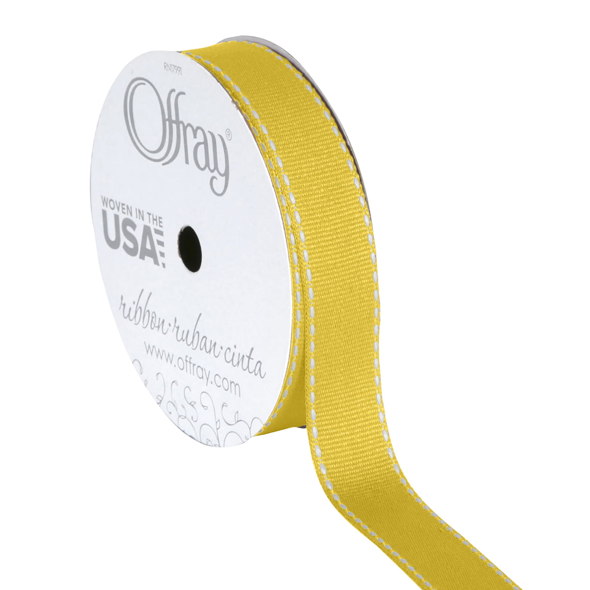 Offray Ribbon, Lemon Yellow 5/8 inch Grosgrain Polyester Ribbon for Sewing, Crafts, and Gifting, 9 feet, 1 Each