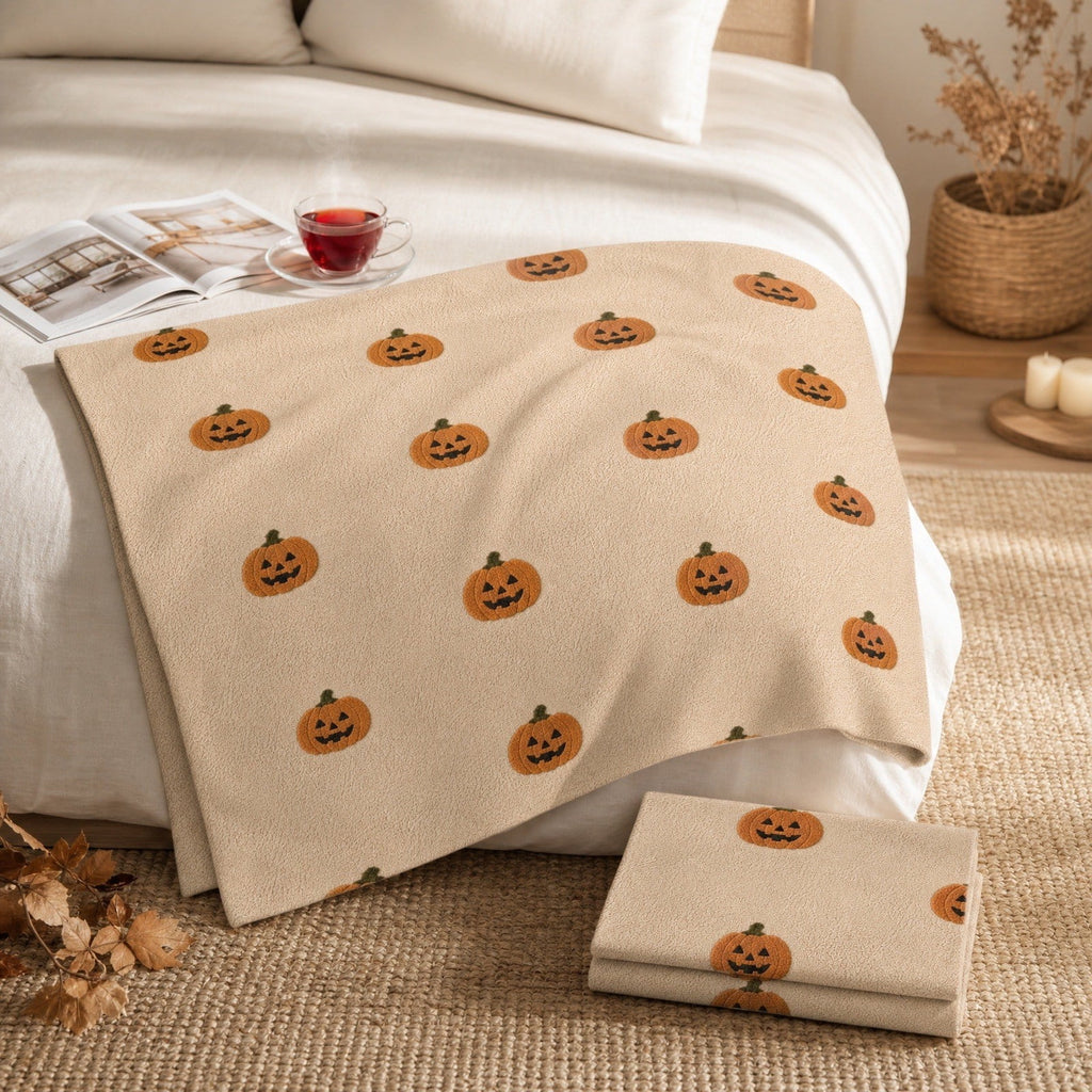 Vggrvlo Up to 25% Off Halloween Halloween Themed Throw Blanket Autumn Leaves Fall Throw Blanket for Couch Cute Halloween Blanket for G-irls B-oys K-ids Women Men