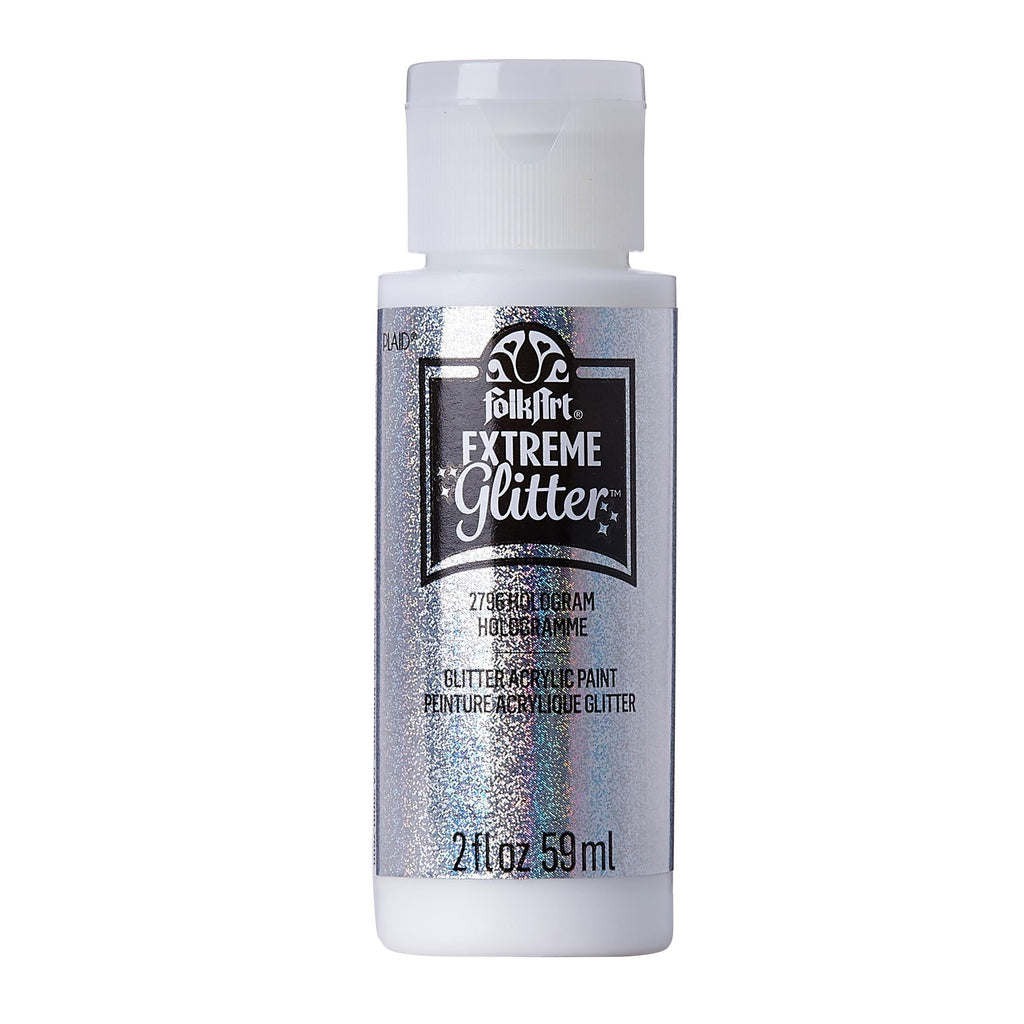FolkArt Extreme Glitter Acrylic Craft Paint, Glitter Finish, Hologram, 2 fl oz