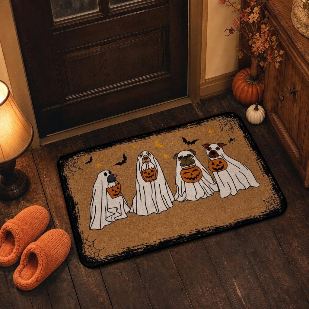 PYURTEP Halloween Door Mat Pumpkin Bat Pattern Entryway Doormats Non-Slip Indoor Outdoor Welcome Mat for Halloween Decor