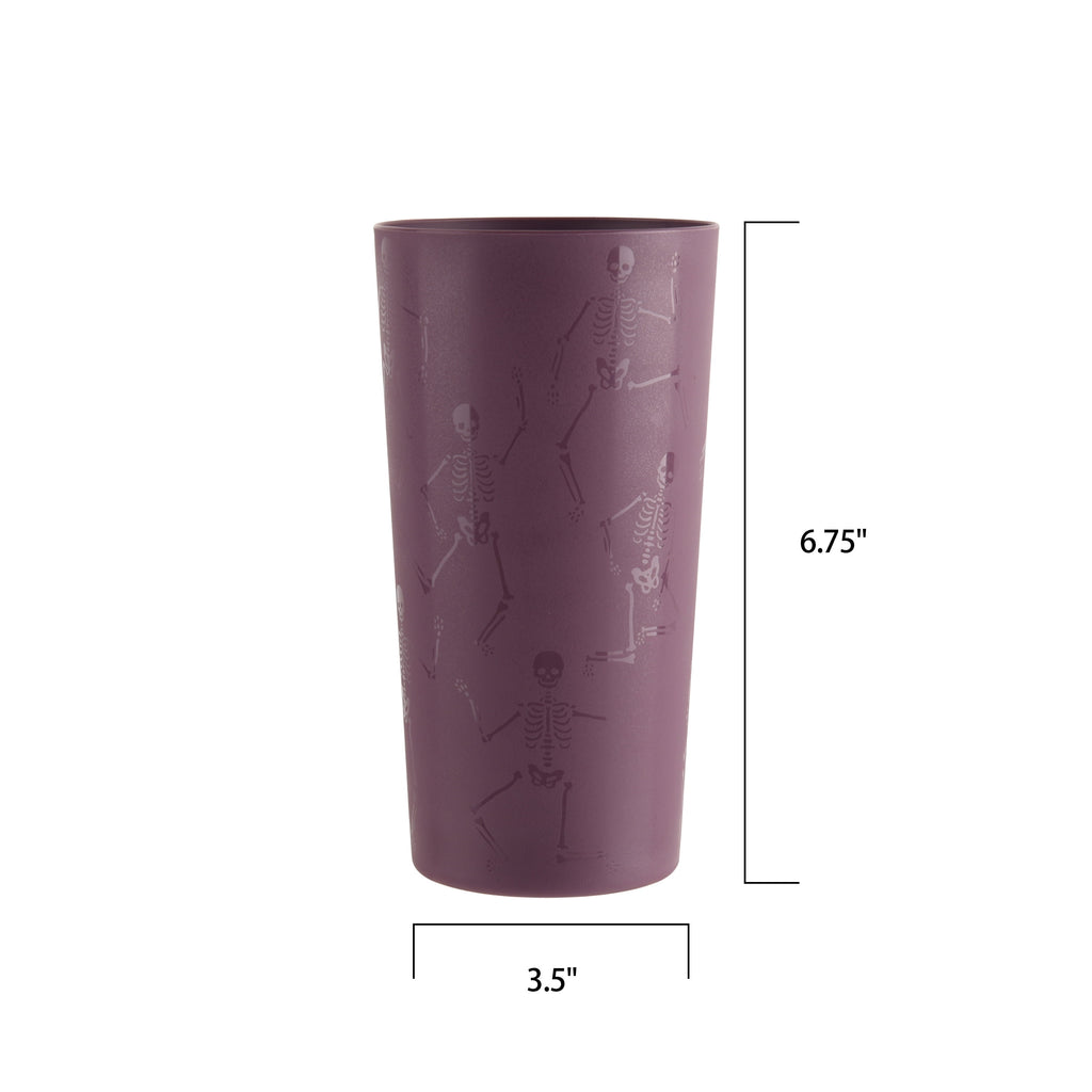 Mainstays 26 oz Round Plastic Skeleton Tumbler, Purple