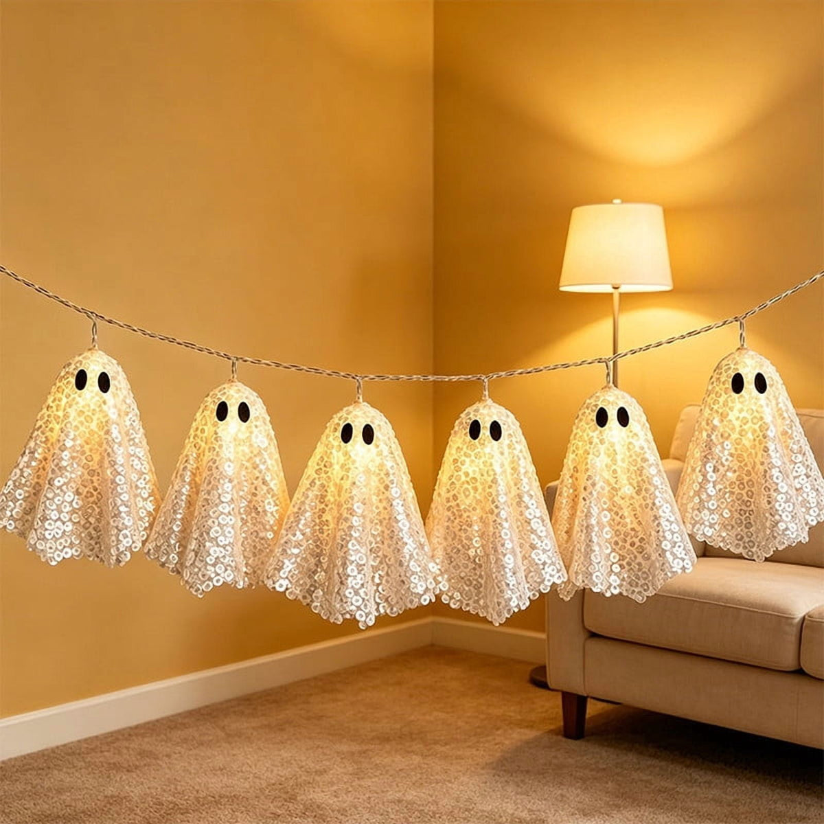 Halloween Garlands with Lights, 5.8 Ft Black Eucalyptus Garlands, Artificial Hanging Plants Vines, Faux Ferns Plant Fake Leaves Ivy Flowers Garlands for Garden Home Party Halloween Decorations Indoor