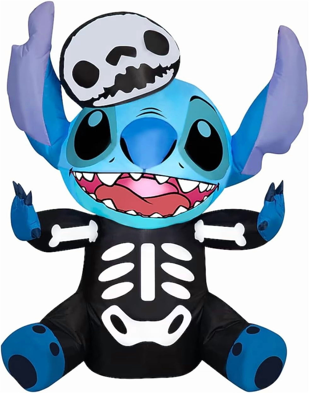 3' Gemmy Airblown Inflatable Halloween Disney's Stitch in Skeleton Costume Yard Decoration 552722
