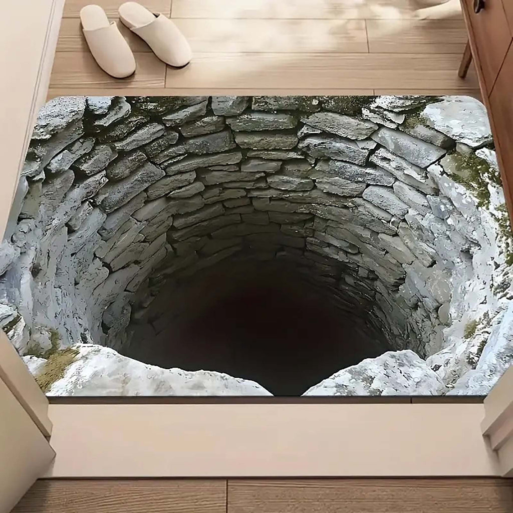 2026 New 3D Hole Rug, Rugs That Look like a Hole, Trap Optical Illusion Bottomless Non-slip Doormat for Door Entrance, Bathroom, Stairs, Playroom, Living Room, Or Area Decoration