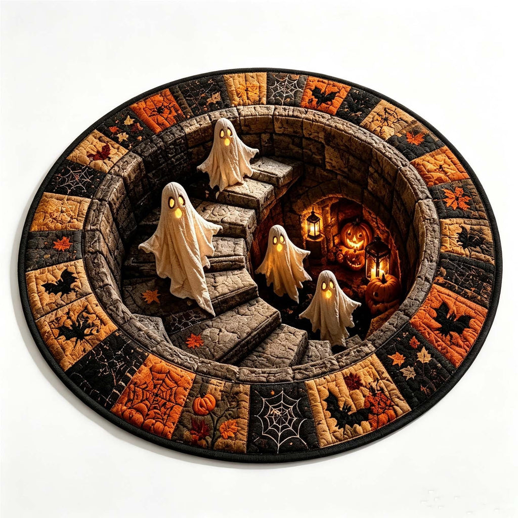 Halloween Doormat Round Optical Illusion Staircase Rug Secure-Grip Soft Floor Carpet for Living Room Bedroom Entryway Halloween Decor by OVFUIZ