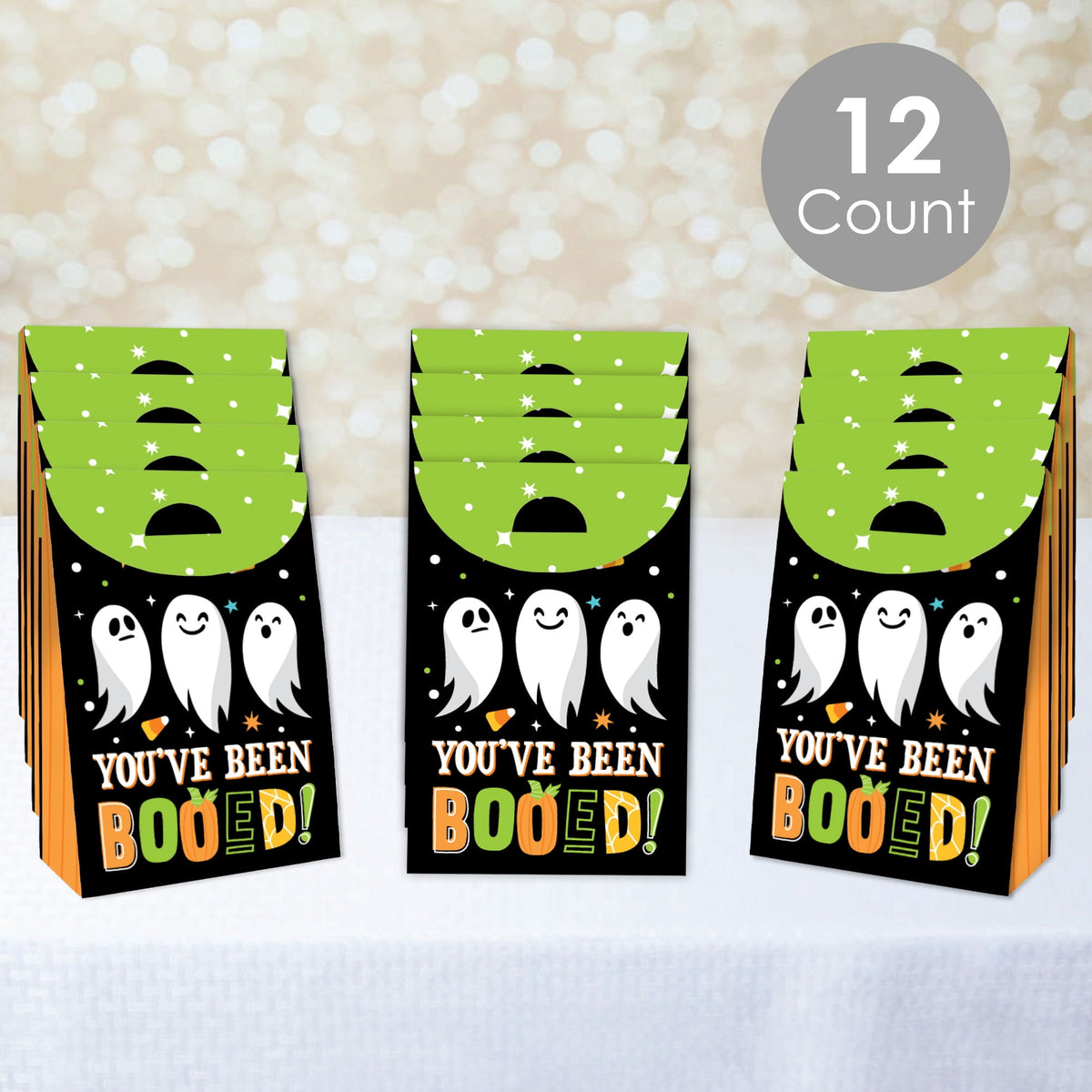 Big Dot of Happiness You've Been Booed - Ghost Halloween Gift Favor Bags - Party Goodie Boxes - Set of 12