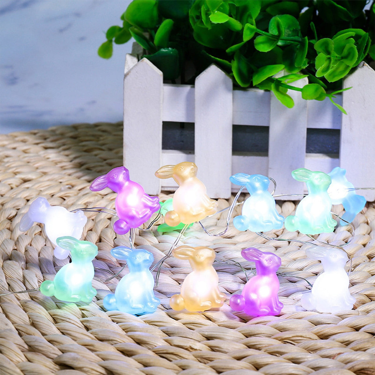 Stijggn 10 Easter Lights Outdoor Easter Decor LED Bunny Lights Plug in Easter Lights String for Indoor Outdoor Spring Decor & Easter Decor