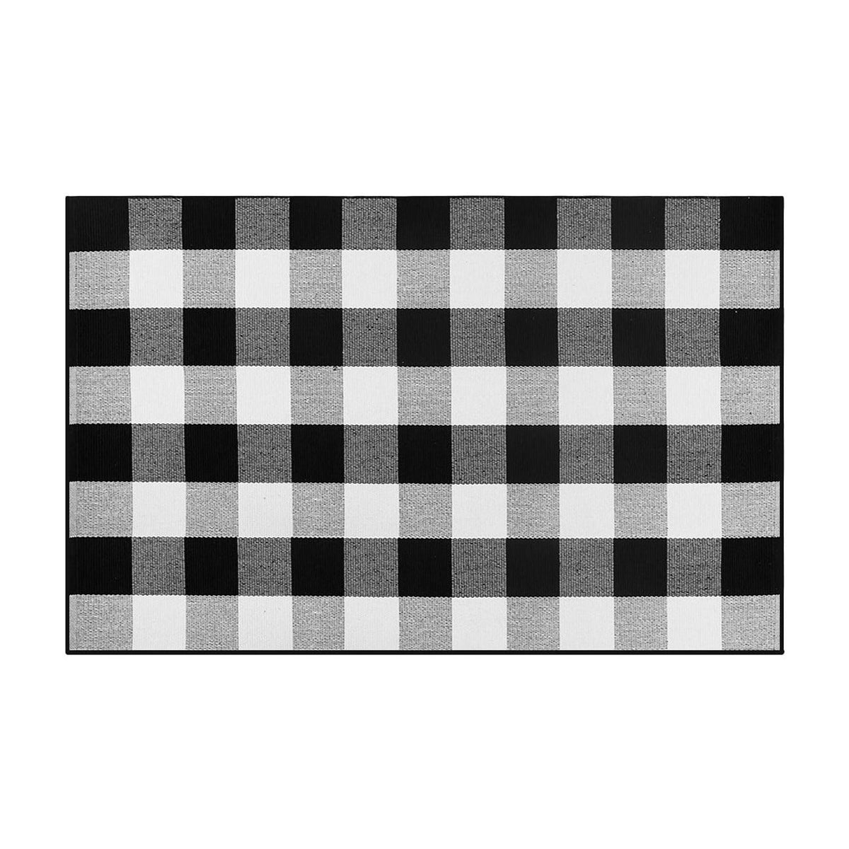 Fall Buffalo Plaid Rug Outdoor Doormat,Hand-Woven Checkered Doormat Layered Entryway Decor, Non-Slip Front Porch Mat Farmhouse Patio Rug, Halloween Thanksgiving Seasonal Outdoor Rug