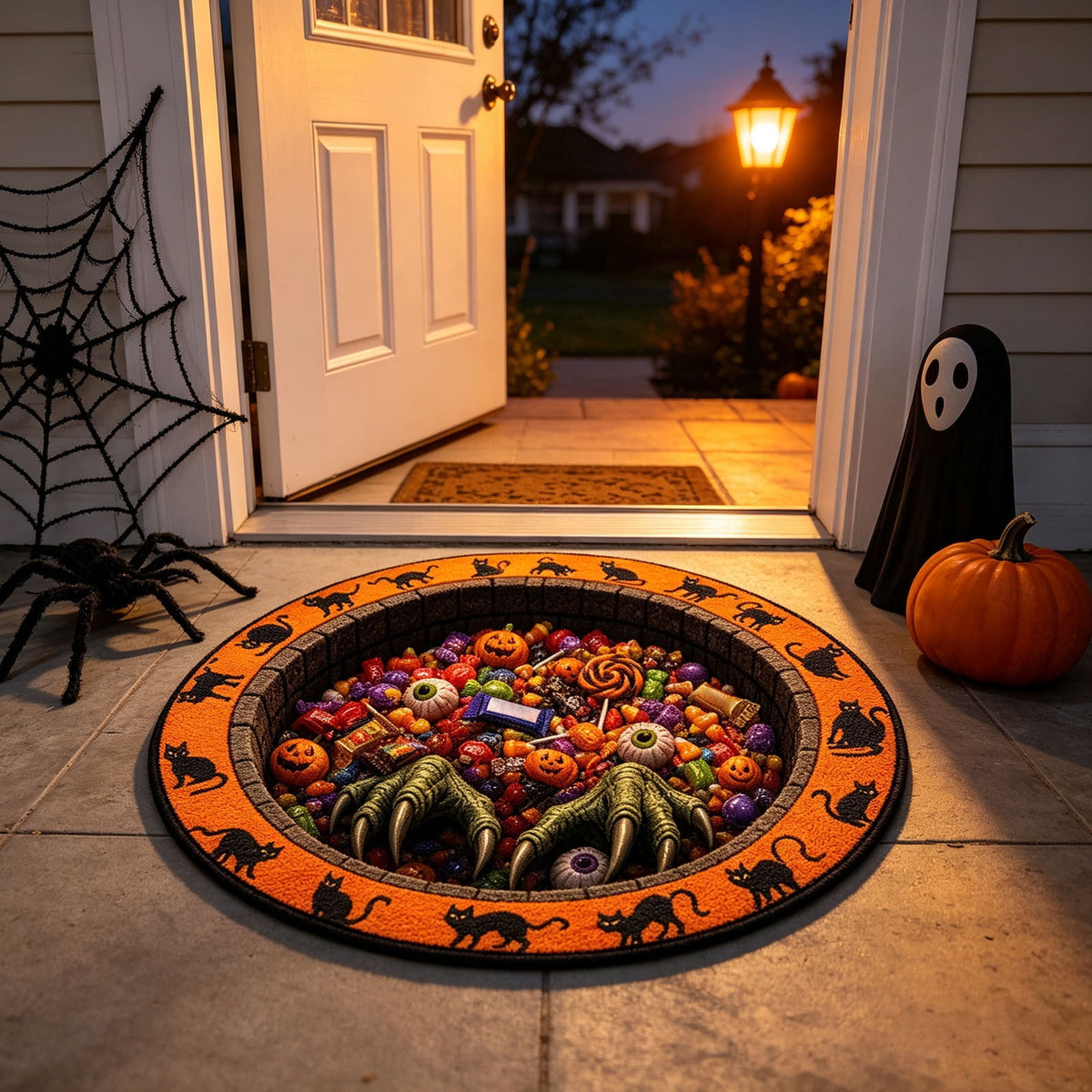 Halloween Ghost Door Mat, Cute Welcome Mat for Front Door Porch Entryway Haunted Outdoor Decor Spooky Decorative Entrance Doormat Non Slip Halloween Rug, 16" x 24"