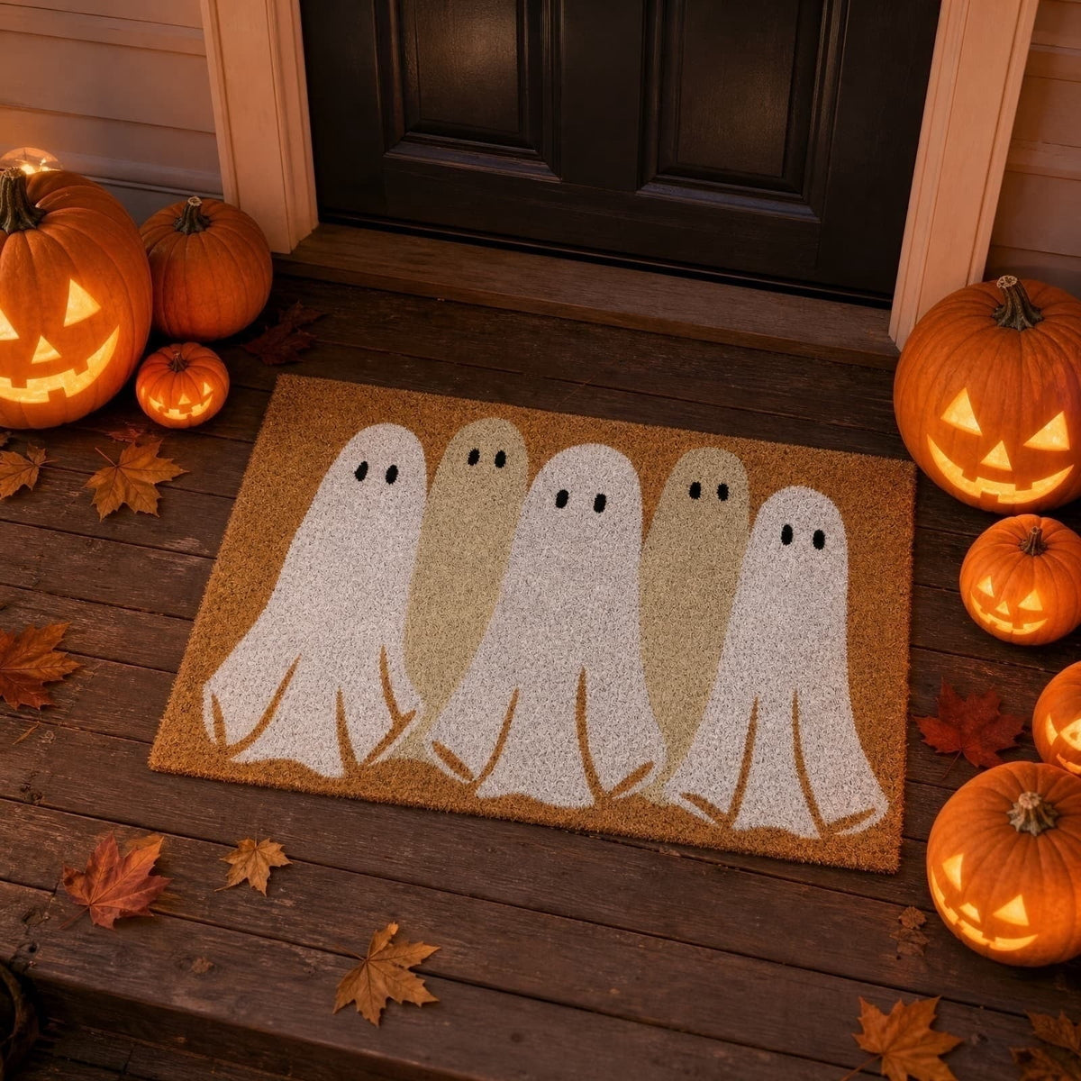 Halloween Pumpkin Placemats Set of 4, 12x18 Inch Pumpkin and Black Cat Table Mat, Washable Heat Resistant Place Mats for Kitchen Dining Table, Spooky Themed Decoration for Home, A