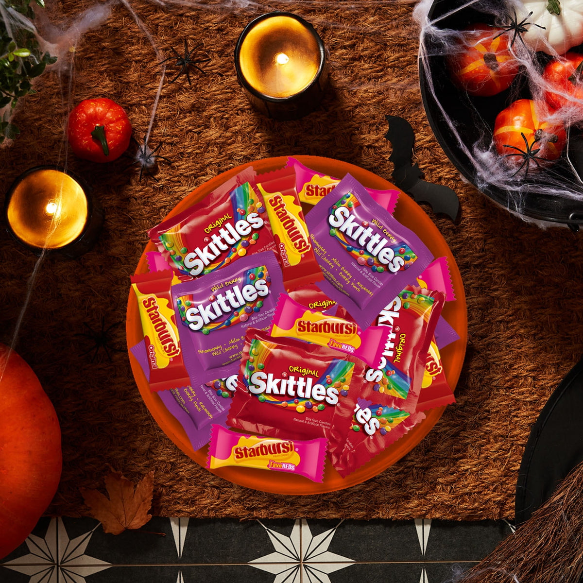 Skittles & Starburst Fun Size Chewy Halloween Candy Variety Pack - 105 Ct Bulk Bag