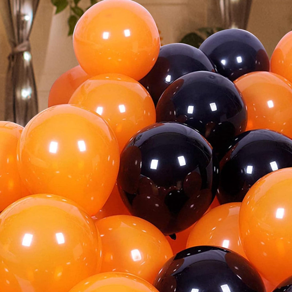 Hxlamzoo 30pcs 12 Inch Black Orange Confetti Latex Balloons for Halloween Party Decorations - Durable 24hr Float Time, Safe for Kids, Hocus Pocus Theme Party Supplies (30 Count)