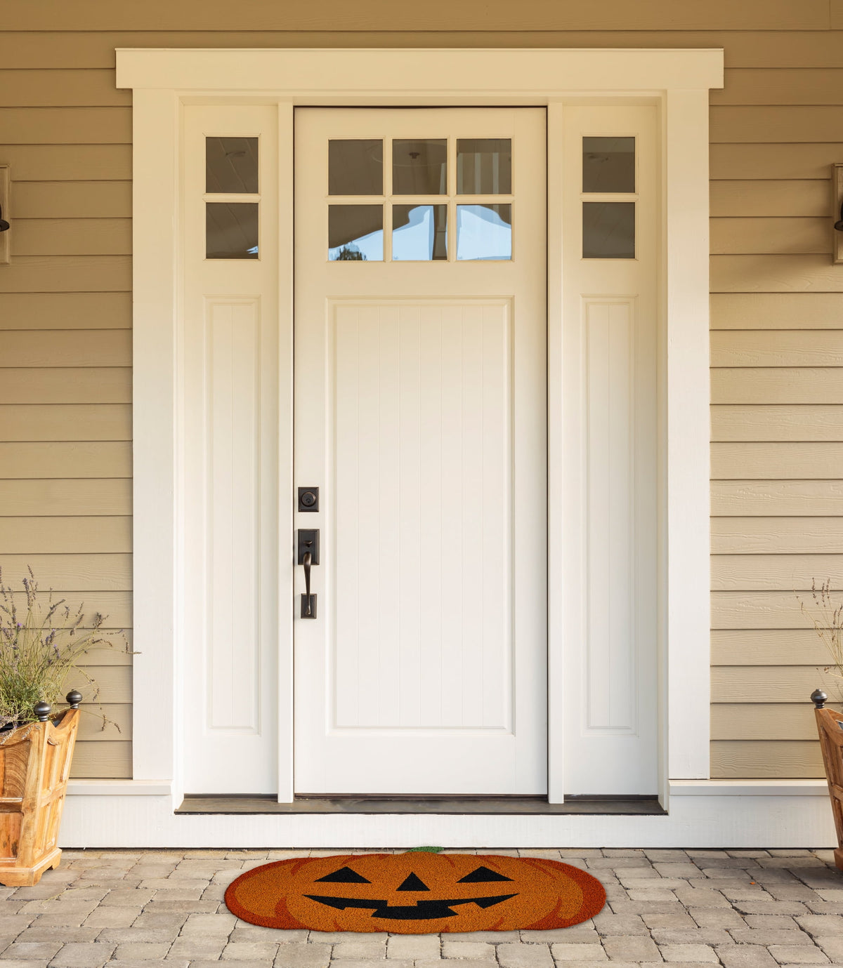 DII Decorative Halloween Welcome Doormat, Front Door Décor, 17x29", Jack-O-Lantern